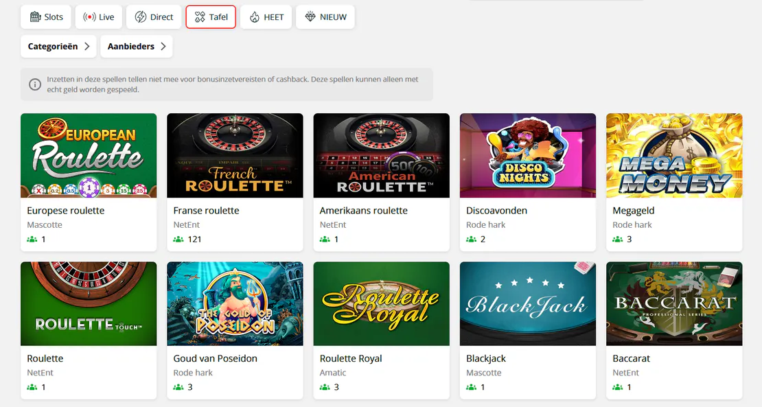 slot7 casino tafelspellen